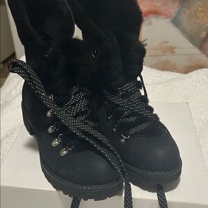 J. Crew Black Winter Boots with Fur Lining